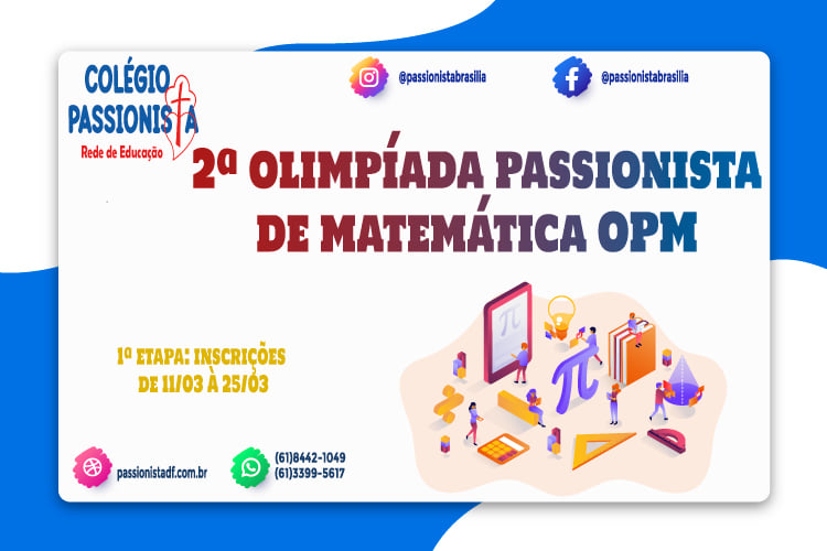 2� Ol�mpiada Passionista de Matem�tica - Inscreva-se - M�e da Santa Esperan�a Rede Passionista de Educa��o