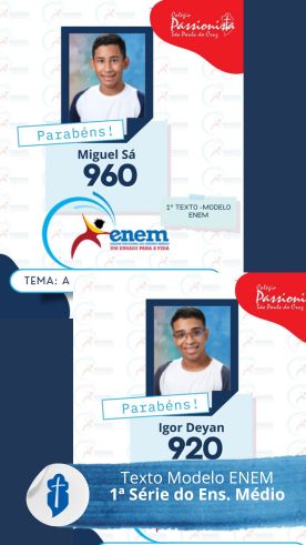 Texto Modelo Enem - 1� S�rie do Ens. M�dio - S�o Paulo da Cruz Rede Passionista de Educa��o