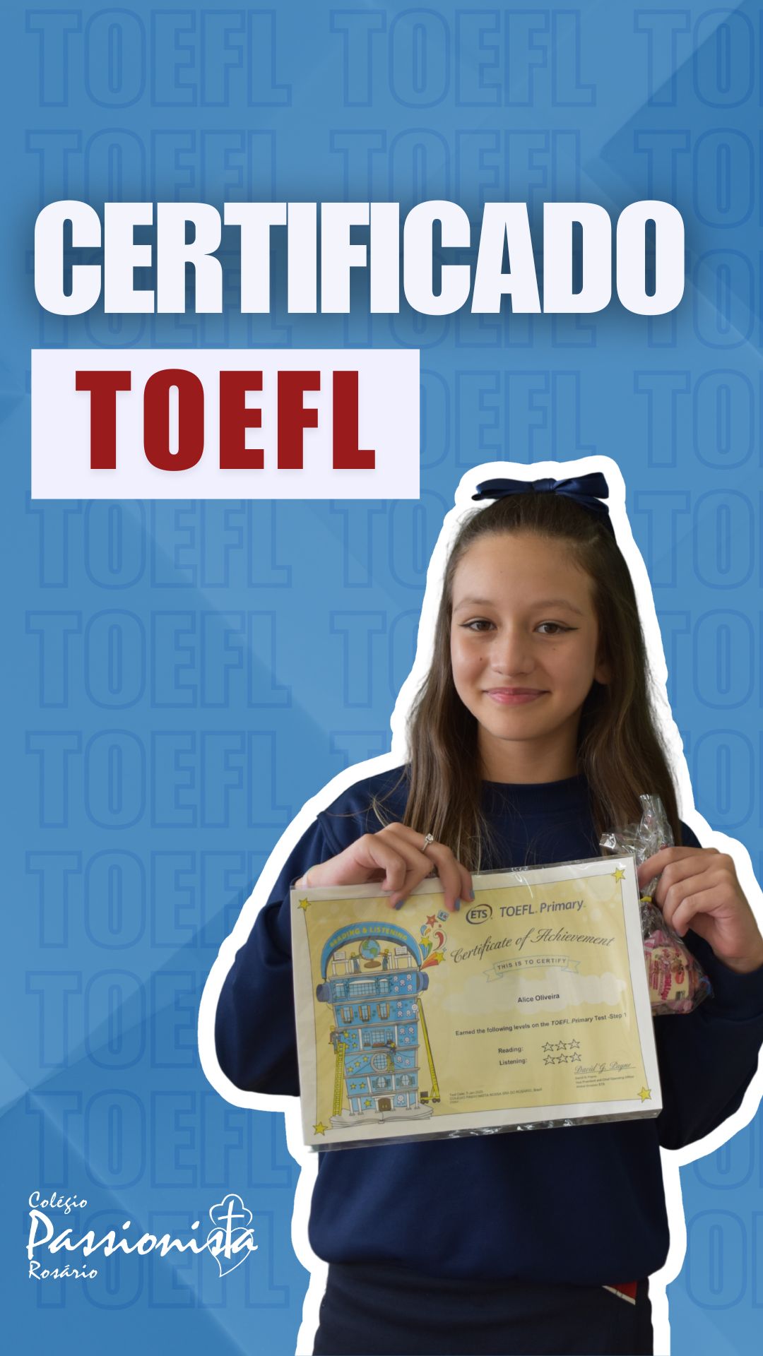 Certificado Exame TOEFL - Ros�rio Rede Passionista de Educa��o